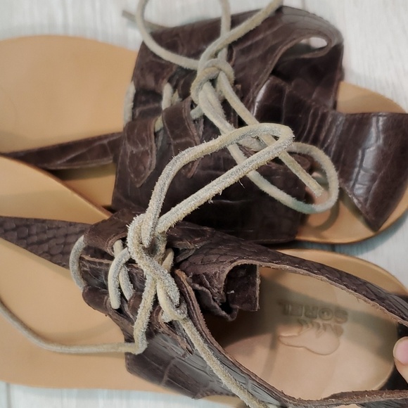 Sorel Women Summer Ankle Leather Lace Up Sandals shoes sz 10.5 - Picture 7 of 12